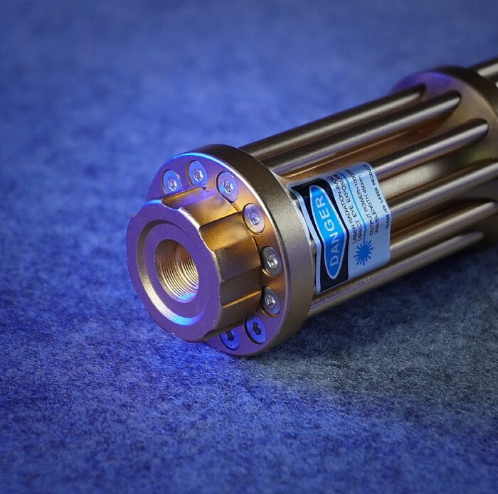 FR-810X 3000mW 450nm Gatling Burning High Power Blue Laser Pointer Kits Gold - Image 3