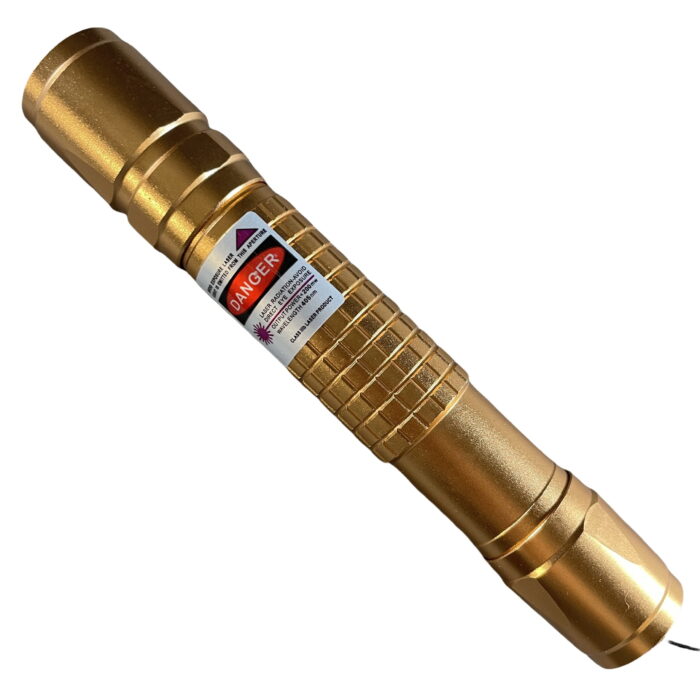 FR-900B 1000mW Extension-Type Focus Blue Dot Laser Pointer Pen with 18650 Rechargeable Battery Gold - Image 1