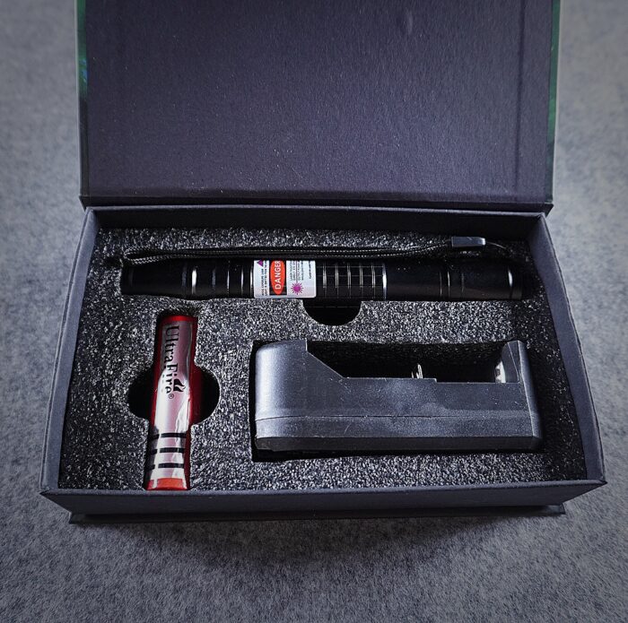 FR-900B 1000mW Extension-Type Focus Blue Dot Laser Pointer Pen with 18650 Rechargeable Battery Black - Image 2
