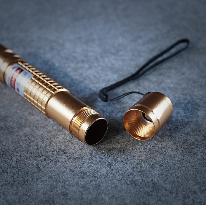 FR-900B 1000mW Extension-Type Focus Blue Dot Laser Pointer Pen with 18650 Rechargeable Battery Gold - Image 4
