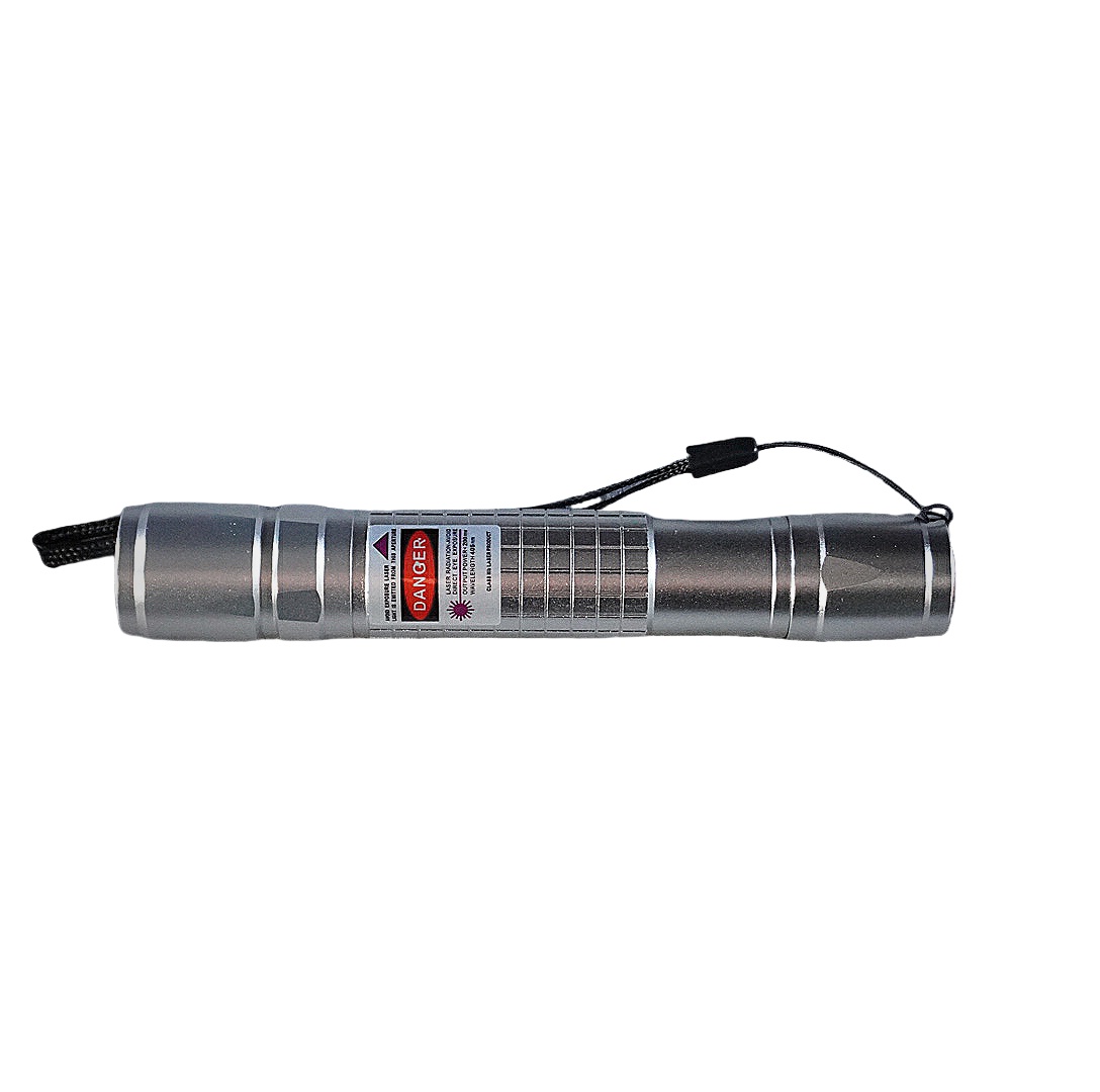 FR-900B 1000mW Extension-Type Focus Blue Dot Laser Pointer Pen with 18650 Rechargeable Battery Silver - Image 2