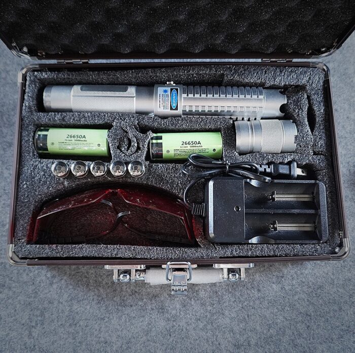 7.5W 450nm 5 in 1 Burning High Power Blue Laser pointer kits Silver - Image 2